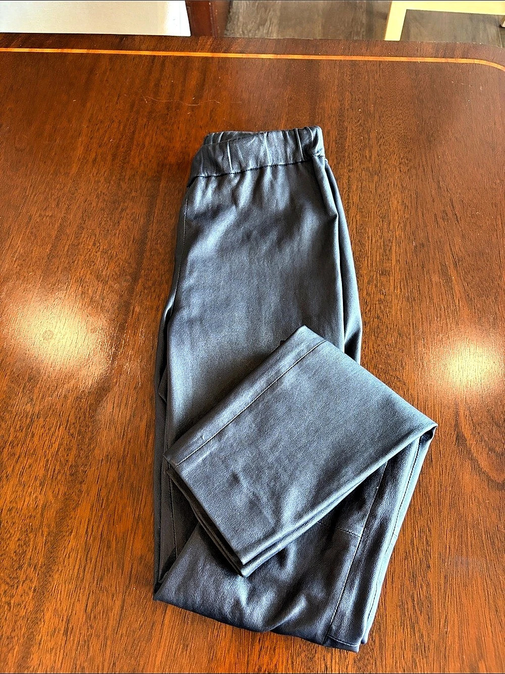 J Crew Collection Leather Leggings in navy Like New